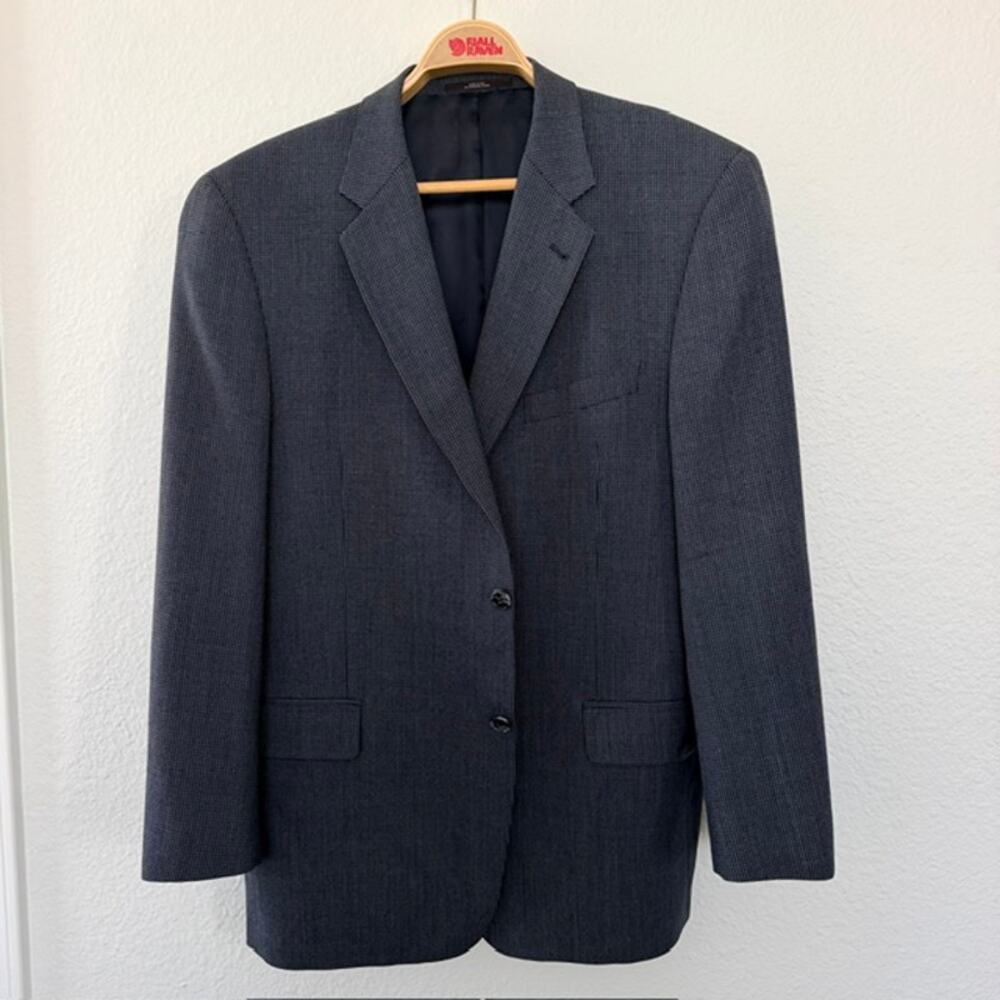 Joseph Abboud Sport Coat Men 44R Blue-Gray Worsted Wool Modern Business Travel